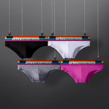 ORLVS бельо мъжко сексуално однотонное преливащи мъжки триъгълни панталони памук гей-шорти с ниска талия trend OR506