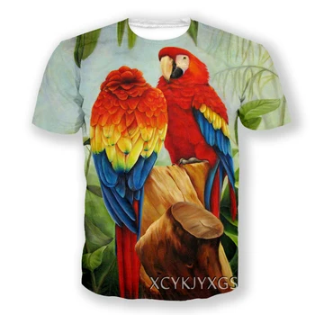 phechion Нова мода мъжки/дамски ежедневни тениски с 3D принтом pretty parrot art, спортни летни блузи в стил хип-хоп, L104 Изображение 2