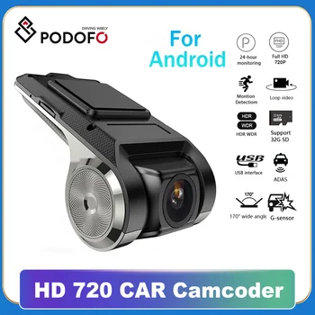 Podofo Dash Cam ADAS Автомобилен Видеорекордер ADAS един dashcam DVRS на Видео HD 720P USB TF Карта 16G/32G Авторегистратор за Android Мултимедиен Плеър DVD