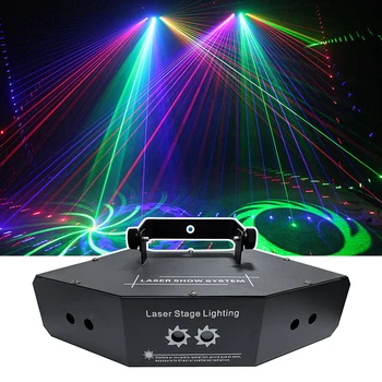 RGB Лазер /Сканиране с лампа с горивото DMX512/DJ Цветен 6-линзовый скенер /Проектор /DJ Ефект лъч за дискотеки под формата на вентилатора