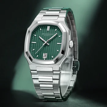 Specht & Söhne Нов Модерен Мъжки часовник Механичен Часовник NH35 Movt Стомана AR Сапфирово-зелен Цвят на 50 м Водоустойчив Relogio Masculino