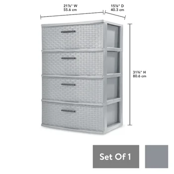 Sterilite 4 чекмеджета широк плетене, кутии за съхранение на цимент, организаторите за съхранение Изображение 2