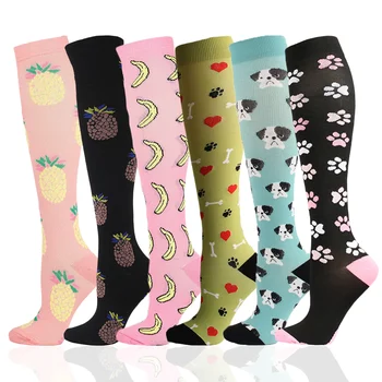 TANABATA, 1 чифт компрессионных чорапи с кучешки лапой, дамски, мъжки Чорапи за бягане от разширени вени, спортни чорапи до коляното, на едро, Директен доставка