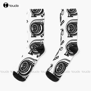 Turbo-Race? Черни чорапи, червени, бели и сини Чорапи, Персонални Унисекс Чорапи за възрастни, юноши, младежи, Коледен подарък за Хелоуин