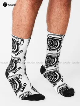 Turbo-Race? Черни чорапи, червени, бели и сини Чорапи, Персонални Унисекс Чорапи за възрастни, юноши, младежи, Коледен подарък за Хелоуин Изображение 2