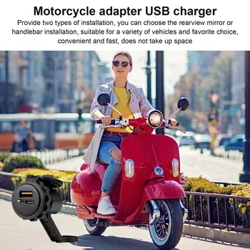 USB-зарядно устройство за мотоциклет, водонепроницаемое зарядно устройство за кола, зарядно устройство за управление на мотоциклет, изход за мотоциклет, адаптер за мотоциклети Изображение 2