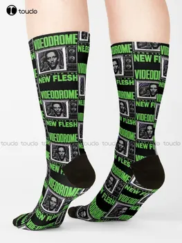 Videodrome - Оръфан чорапи Чорапи за жени Персонализирани Потребителски Унисекс за възрастни, юноши, младежи, чорапи за уличен скейтборд, Забавни Изображение 2