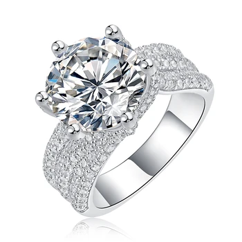 WUIHA Истинско сребро 925 проба Пламнал 5-каратный Муассанит С диамантен пръстен Сватба Сватбени пръстени за жени, Подарък за годишнина от Изискани бижута Изображение 2
