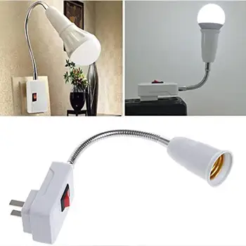 YFASHION Основата на лампата E27 от неръждаема стомана, с Гъвкава извивка, тестова Мобилна лампа за Контакта, адаптер за осветление, штекерный прекъсвач Изображение 2