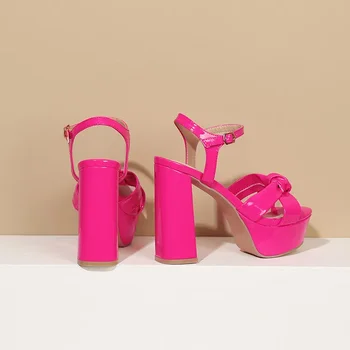 Zapatos Mujer / 2022 Луксозни Сандали; Дамски Дизайнерски Вечерни Сватбени Обувки на платформа с отворени пръсти и висок ток 12,5 см; Големи размери на A-0133 Изображение 2