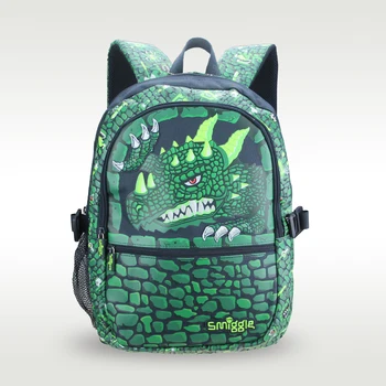 Австралия Smiggle Оригинални детски училищни чанти Раница за момче Зелен Първобитният Дракон Властен аксесоари 7-12 години 16 Инча