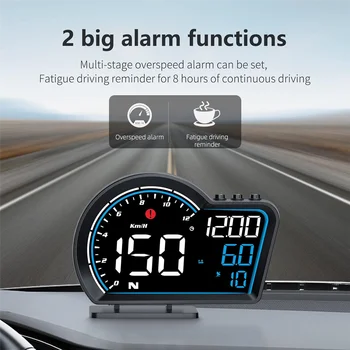 Автомобилен GPS-дисплей G16, HUD, скоростомер, километраж, цифров часовник Изображение 2