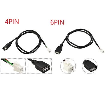 Автомобилен USB удължителен кабел-адаптер 2 елемента (4Pin + 6Pin) за универсален автомобилен радио, стерео, Черен, 75 см, Аксесоари за вътрешно свързване Изображение 2