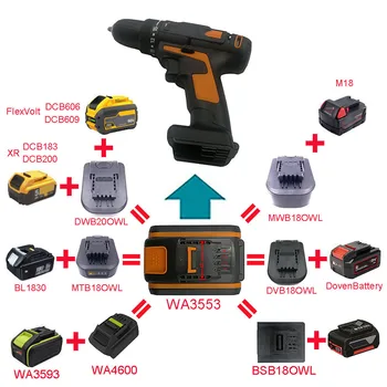 Адаптер WA4600 DWB18OWL MTB18OWLMWB18OWL се Използва За Makita DeWolt Milwaokee За Литиево-йонна батерия Девин Вкл. За електрически инструменти Worx Orange