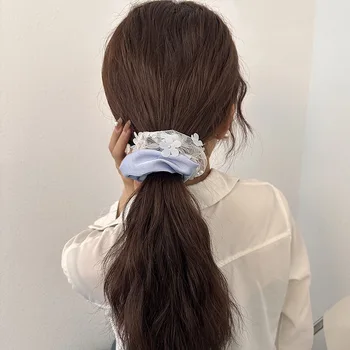 Аксесоари за коса, вратовръзки за жени, дъвка за коса за момичета, разтеглив корейски гумени цветя перлени 2023, страхотна wizard, популярно лято Изображение 2
