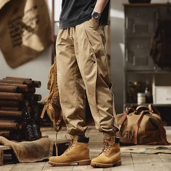 Американската работно облекло за Мъже пролет / есен свободни панталони с завязками голям размер Ежедневни панталони прави панталони Японски тренд