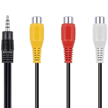 Аудио кабел-удължителен кабел 3.5 мм към RCA, Стереокабель 3,5 мм мъж към жена 3RCA за Смартфони, MP3, Таблети, Високоговорители