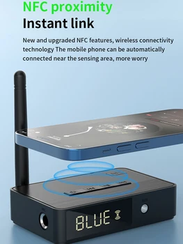 Аудиоадаптер приемник, NFC Bluetooth 5.3 с жак 3,5 мм за безжичен адаптер Aux за КОМПЮТРИ Поддръжка на телевизия TF U Disk Play дистанционно управление Изображение 2