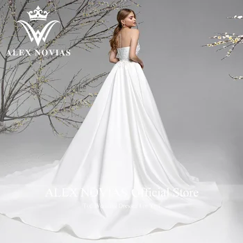 Бална рокля АЛЕКС НОВИАС, Атласное сватбена рокля 2023, Невидим отвор, бродерия, Кралско сватбена рокля, Vestidos Novias De Saten Изображение 2