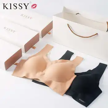 Бельо Kissy, автентичен едно парче комплект с нулева вискозни, без следи, без ободков, монтиран комплект сутиен за йога за жени