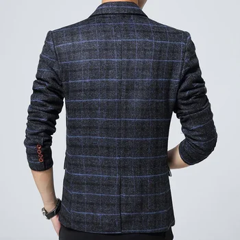 Блейзър мъжки оборудвана яке брендовый костюм homme мъжки решетеста официално сако модерен дизайн на ежедневното клетчатое обличам якета Изображение 2