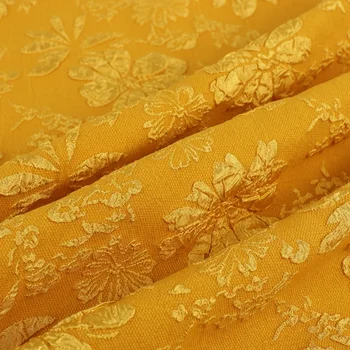 Брокат от жаккардовой тъкан в голямото цвете с ширина от 150 см за шивашки рокли - продава се на метър Изображение 2
