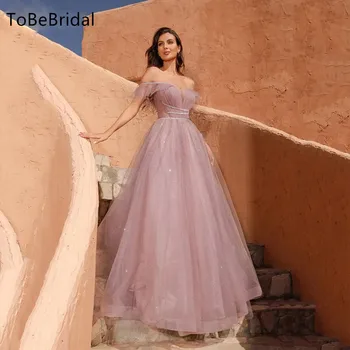 Вечерна рокля от тюл ToBeBridal 2023, дълга вечерна рокля трапецовидна форма с открити рамене, расшитое мъниста, Елегантни и красиви дамски рокли