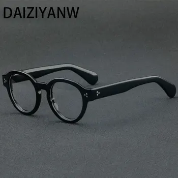 Висококачествена Ацетатная Оптични рамки за очила Мъжки Дамски Модни Ретро Кръгла Огледални рамки за очила с нитове