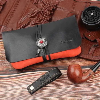 Висококачествена персонални творчески чанта за тютюн от овча кожа, ръчна изработка за пътуване на открито, Европа и Съединените Щати, чанта за тръби