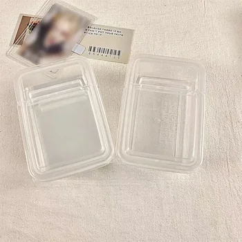 Висококачествена прозрачна кутия за съхранение с панти капак, който може да се използва повторно, кутия за съхранение на карти, филм, Тънка работа е проста и нежна