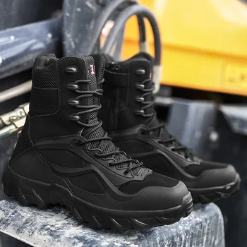 Висококачествени есенни мъжки обувки и Тактически военен от специалните сили, водоустойчив кожена работна обувки за пустинята, мъжки армейските ботильоны Изображение 2