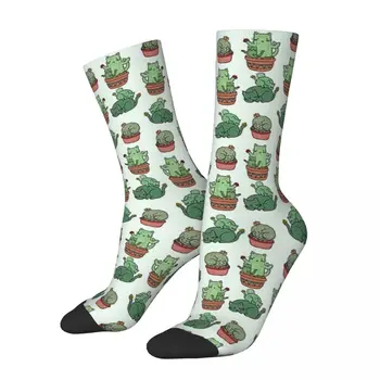 Всесезонни экипажные чорапи Чорапи Cactus Cats Harajuku Crazy Hip Hop Дълги чорапи Аксесоари за мъже и жени Подаръци