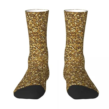 Всесезонни Экипажные чорапи, Чорапи със златен блясък, Harajuku, Забавни дълги чорапи в стил хип-хоп, Аксесоари за мъже, Жени, Коледни подаръци