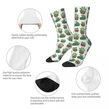 Всесезонни экипажные чорапи Чорапи Cactus Cats Harajuku Crazy Hip Hop Дълги чорапи Аксесоари за мъже и жени Подаръци Изображение 2