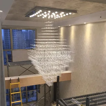 Высокопрозрачная Кристален креативна полилей за всекидневната, която покрива входа на имението, Окачена лампа Изображение 2