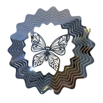 Вятърна прядильная пеперуда в подарък, 3D окачен декор, Спирала-висящи скулптура на вятъра от неръждаема стомана за трева, градинско дърво на открито