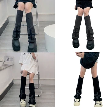 Гамаши Y2K за жени и момичета, притопляне за краката в стил Лолита, зимни възли дълги чорапи, чорапи-калъфи за крака в готически стил харадзюку