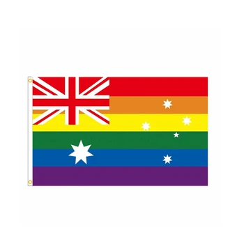 Гей-Гордост на Австралийския Флаг Дъгата Банер Външен Декор 90x150 см Полиестер