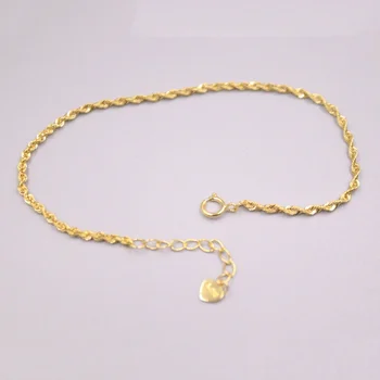 Гривна от настоящето жълто злато 18 карата Au750 за жени, 1,8 мм, скручивающаяся веревочная верига, 15,5 см, удължителен кабел от 2,5 см Изображение 2