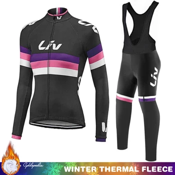 Дамски Велосипедна дрехи с дълъг ръкав 2024 LIV Clothes Джърси Термален Зимен костюм под Наем Комплект спортни флисового оборудване Man