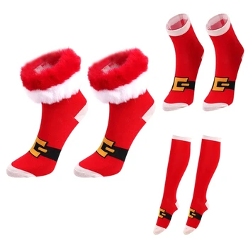 Дамски коледни чорапи с пухкава една плюшена тапицерия, нов анимационни принтом, Забавни чорапи до коляното, Чорапи носочные изделия, Коледни подаръци
