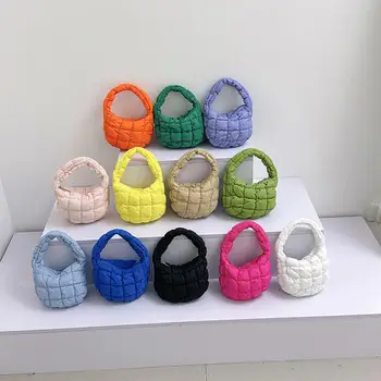 Дамски нагънат чанта Mini Cloud, ежедневни стеганая чанта, чанта с найлонови меки дръжки, луксозна мека пухлая чанта, дизайнерска чанта под мишниците
