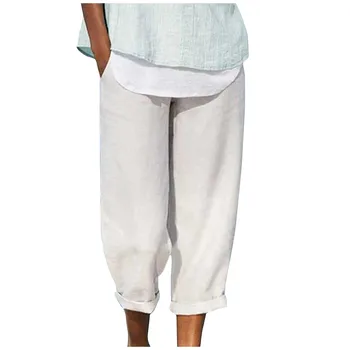 Дамски панталони Модни Нови Ежедневни Широки панталони, обикновен панталон с еластична талия, Пролет-лято, Свободни Елегантни панталони с джобове, 2024