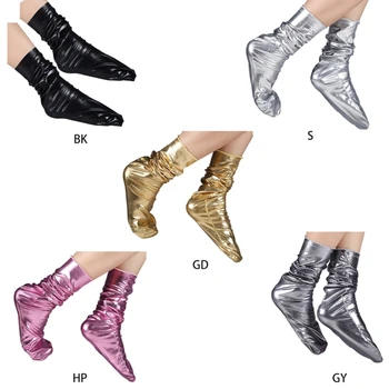 Дамски Свободни чорапи от изкуствена кожа с блестящ метален блясък, однотонная клубна облекло Wetlook, директна доставка Изображение 2