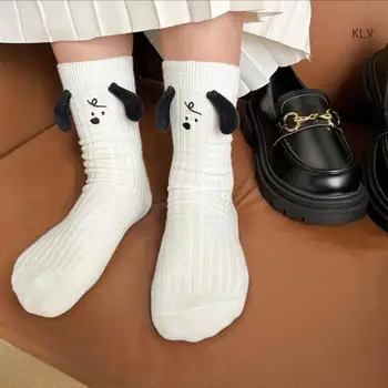 Дамски тънки памучни чорапи, меки памучни чорапи-обувки-Горе щиколоток, чорапи за пищяла, с уши собачьими
