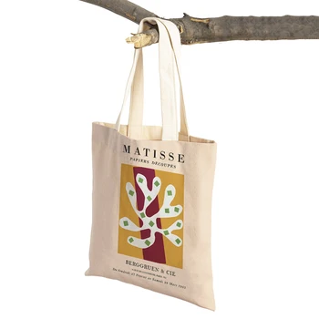 Дамски чанта за пазаруване в скандинавски стил с двойно принтом, абстрактни матиссовые коралови цветя, листни чанти за пазаруване от слънцето, дамски чанти-тоут.