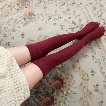 Дамски чорапогащи, памучни чорапи над коляното за дамите, топли дълги чорапи за момичета, сексуална средства за масова информация Изображение 2