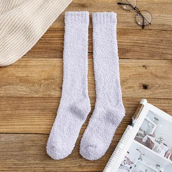 Дамско бельо, зимни пухкави чорапи, чорапи от коралов руно, средно сладък домашни обикновена чорапи за телета, нови чорапи, еротично бельо Pron Изображение 2