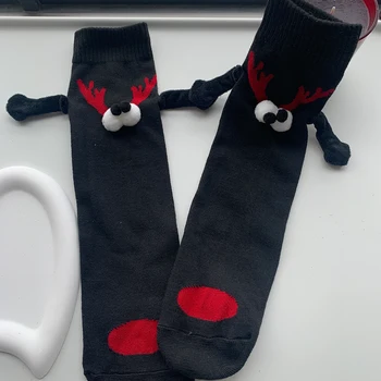 Двойката ЧАОЧЖУ, черен Лос Дядо Коледа, Скъпа вграден магнит, задържащ ръка, Магнитно усвояването на креативен подарък, унисекс Чорапи За Коледа
