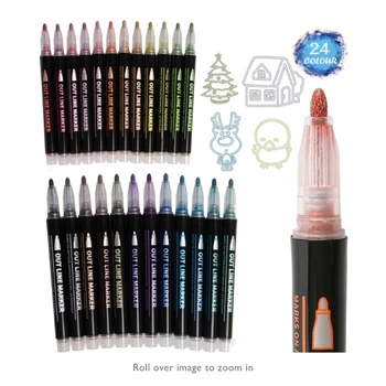 Директна доставка на 12/24 цветове, блестящи маркери, блестящи двухлинейные дръжки за scrapbooking Изображение 2